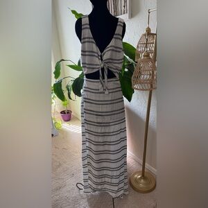 Reformation Black and White Striped Dress
